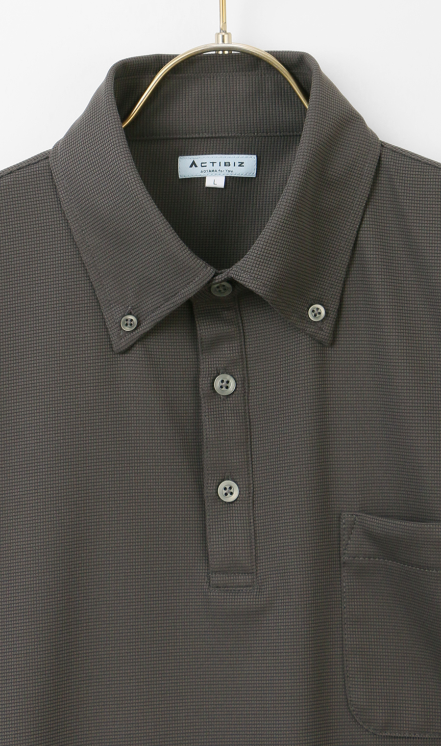 冷たいポロシャツ【ボタンダウン】【#すごポロ】 チャコール L