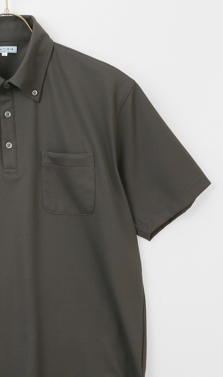 冷たいポロシャツ【ボタンダウン】【#すごポロ】 チャコール L