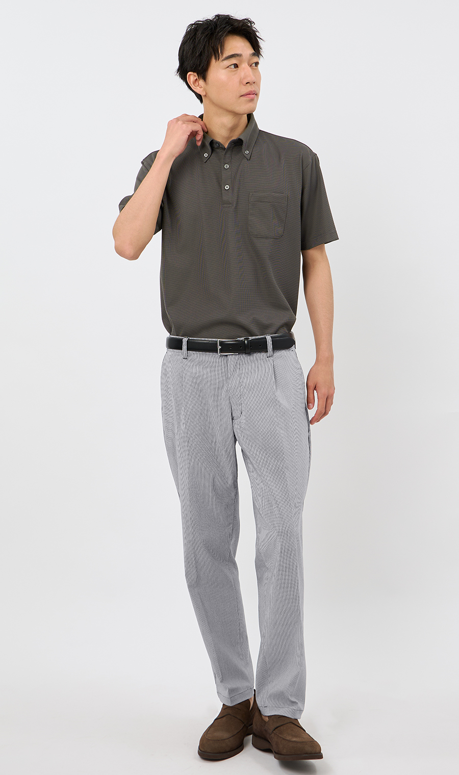 冷たいポロシャツ【ボタンダウン】【#すごポロ】 チャコール L