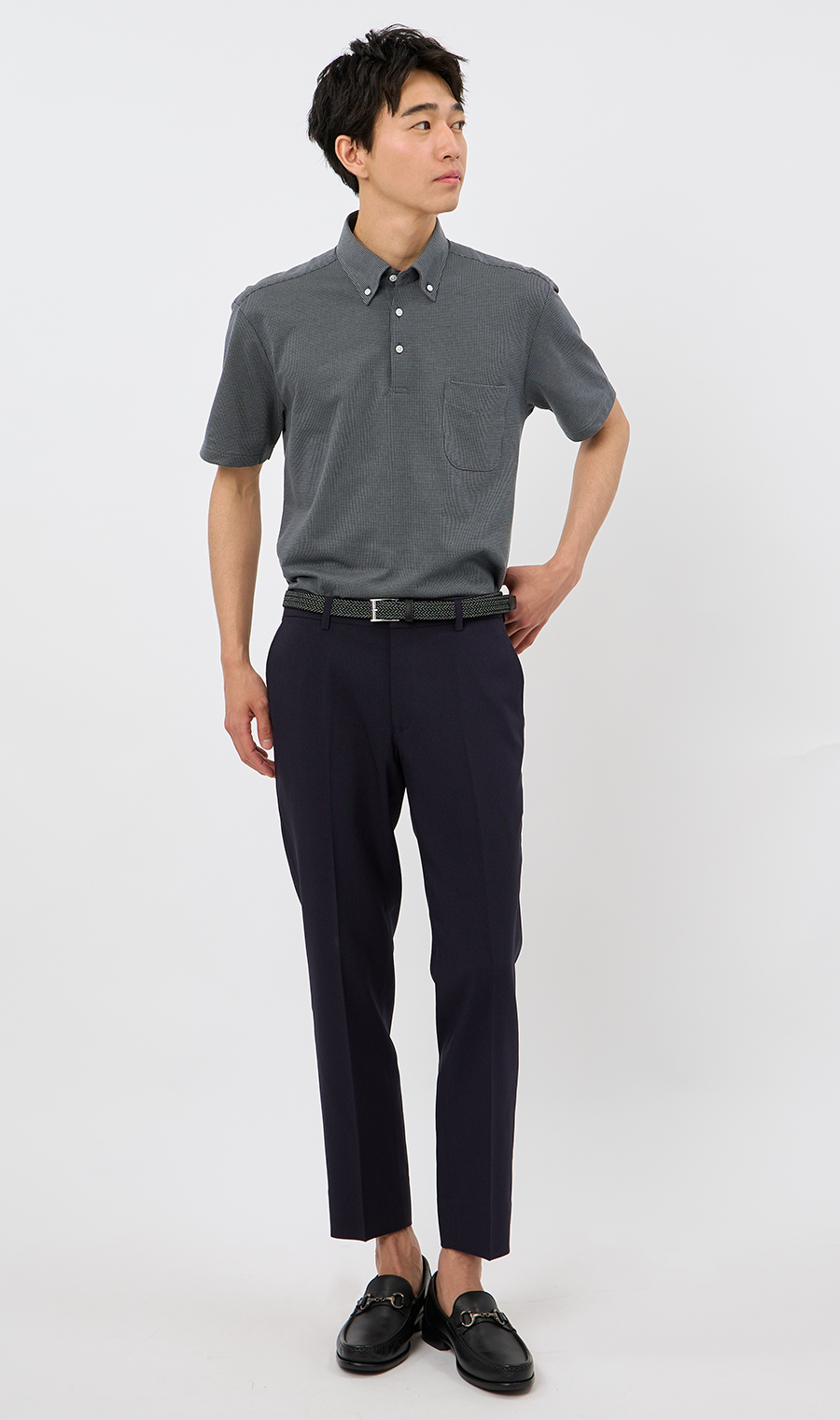 サラッとポロシャツ【ボタンダウン】【ALTIMA】【＃すごポロ】 チャコール S