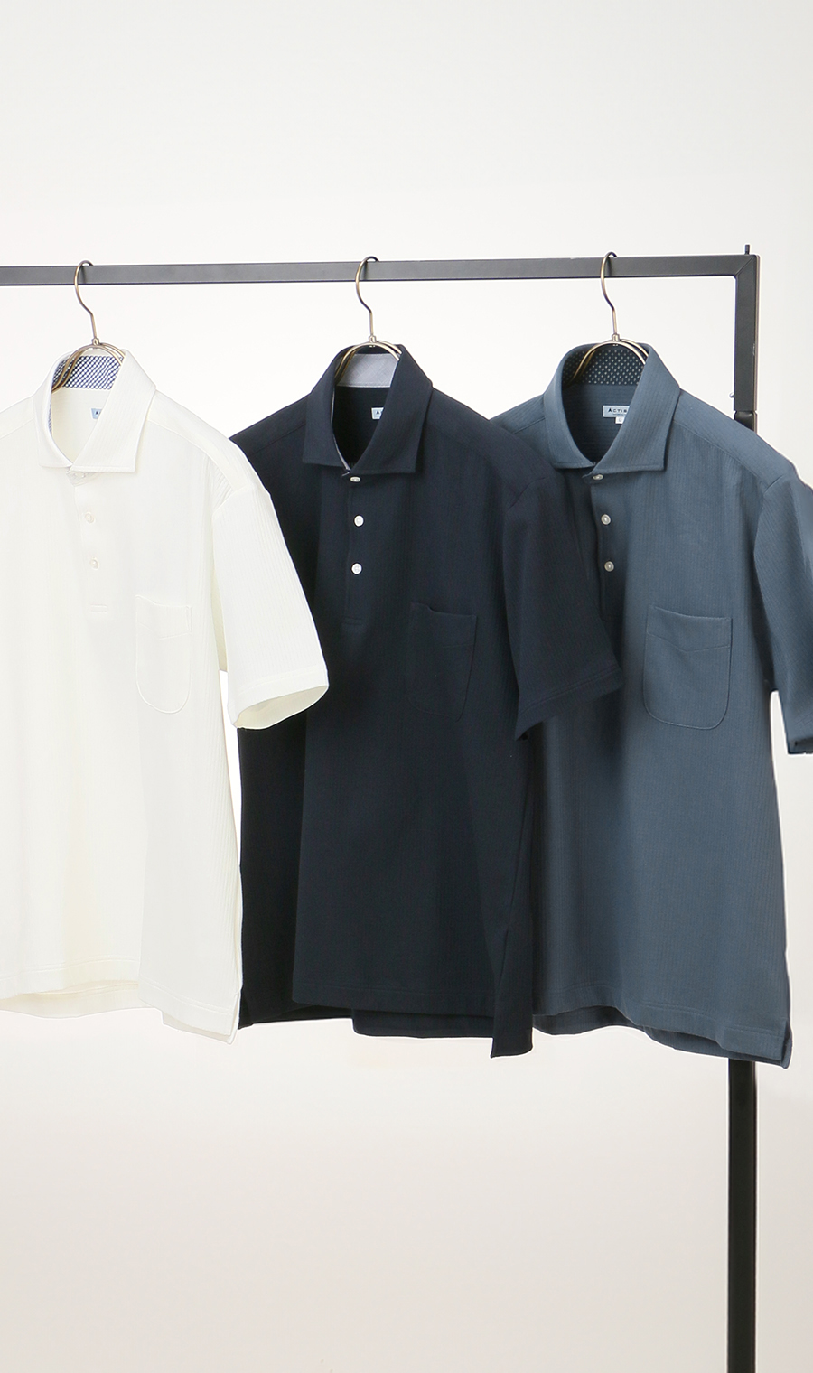 【週替わりSALE _メンズ】サラッとポロシャツ【ワイドカラー】【ALTIMA】【＃すごポロ】 ネイビー系 L
