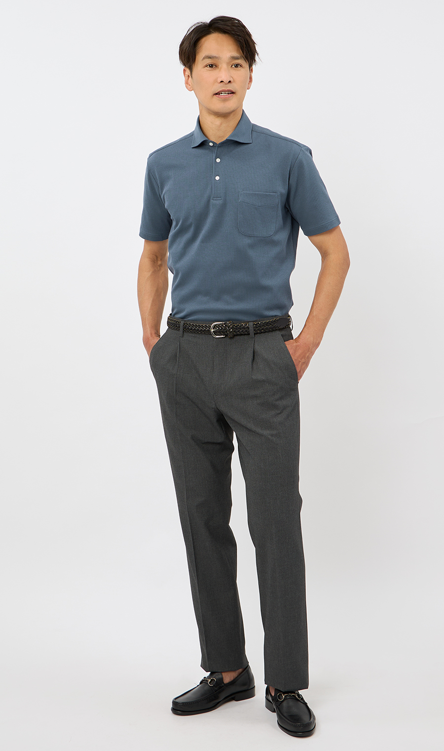 サラッとポロシャツ【ワイドカラー】【ALTIMA】【＃すごポロ】 ブルー S