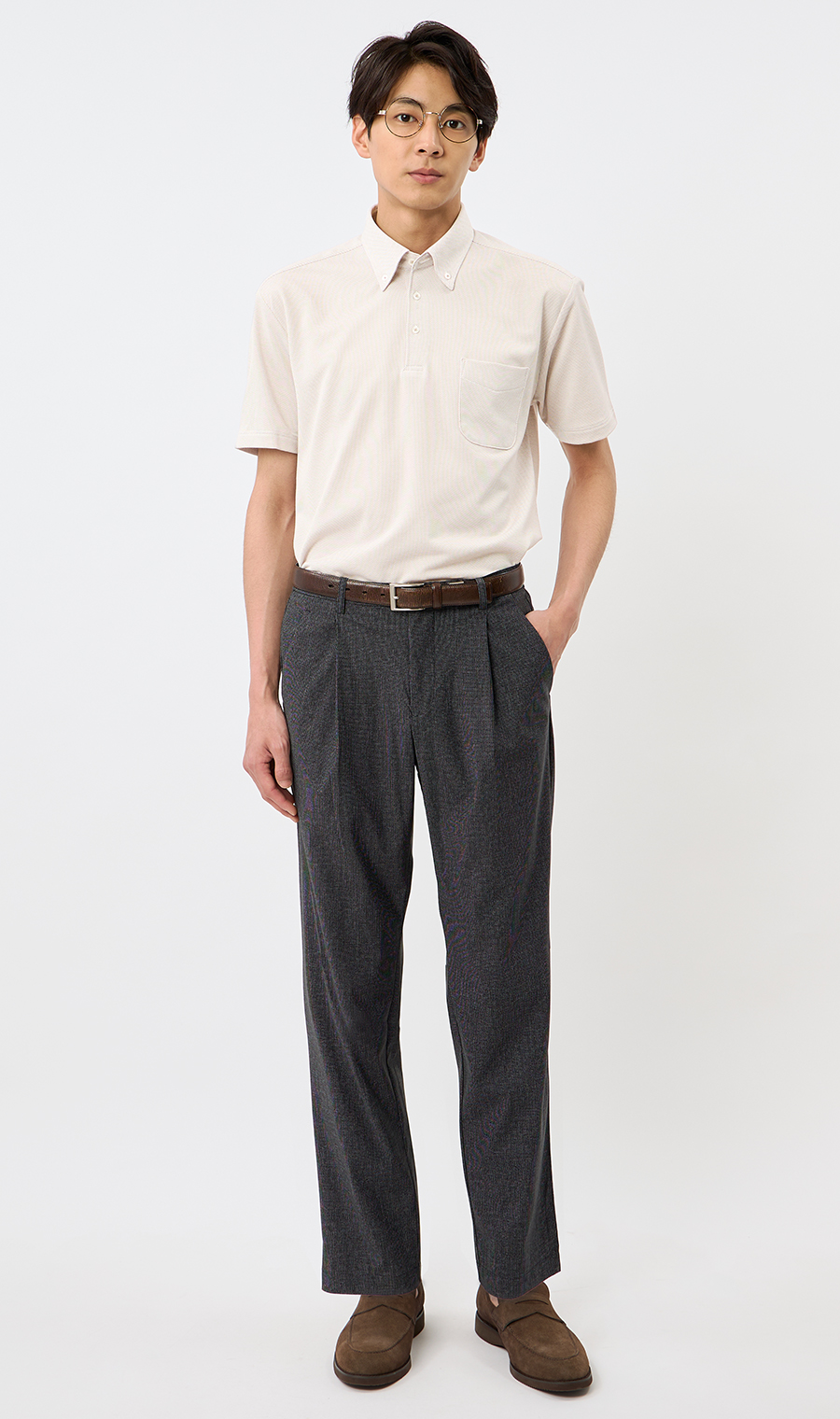 サラッとポロシャツ【ボタンダウン】【ALTIMA】【#すごポロ】 ベージュ S