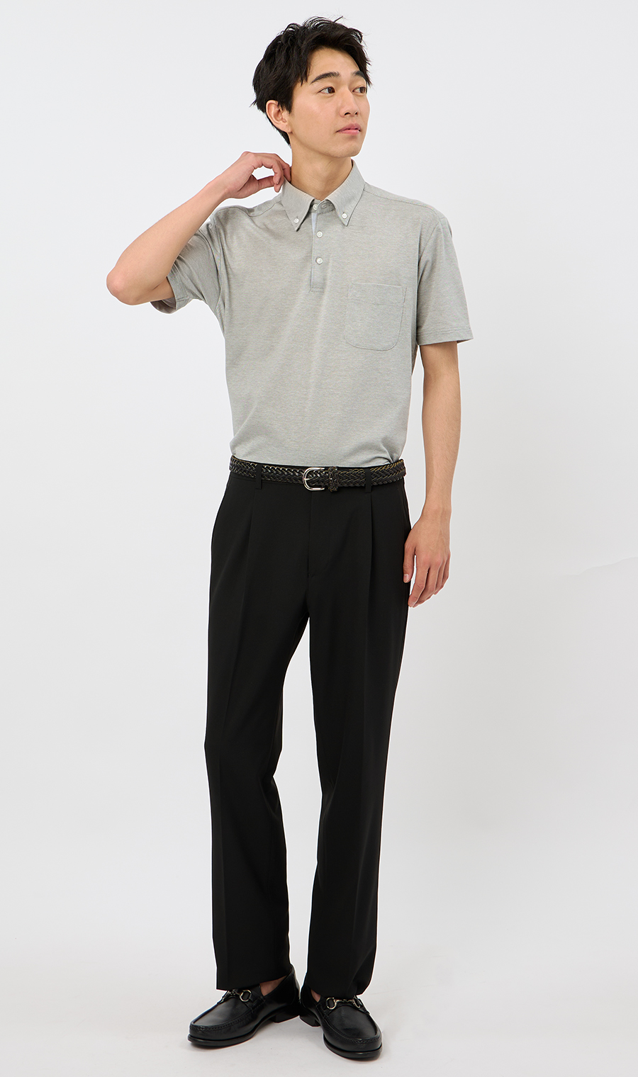 サラッとポロシャツ【ボタンダウン】【ALTIMA】【＃すごポロ】 ライトグレー S