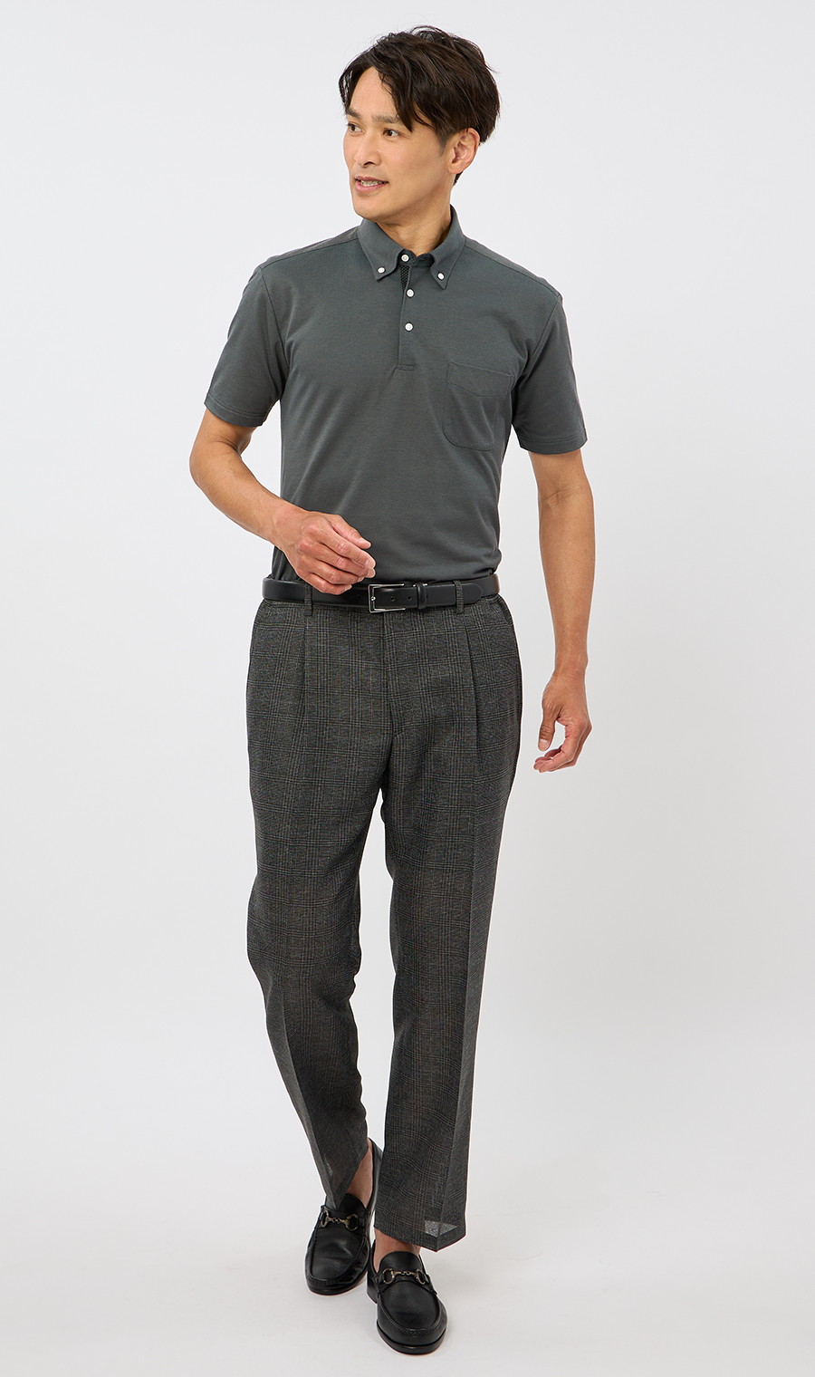 サラッとポロシャツ【ボタンダウン】【ALTIMA】【＃すごポロ】 チャコール S