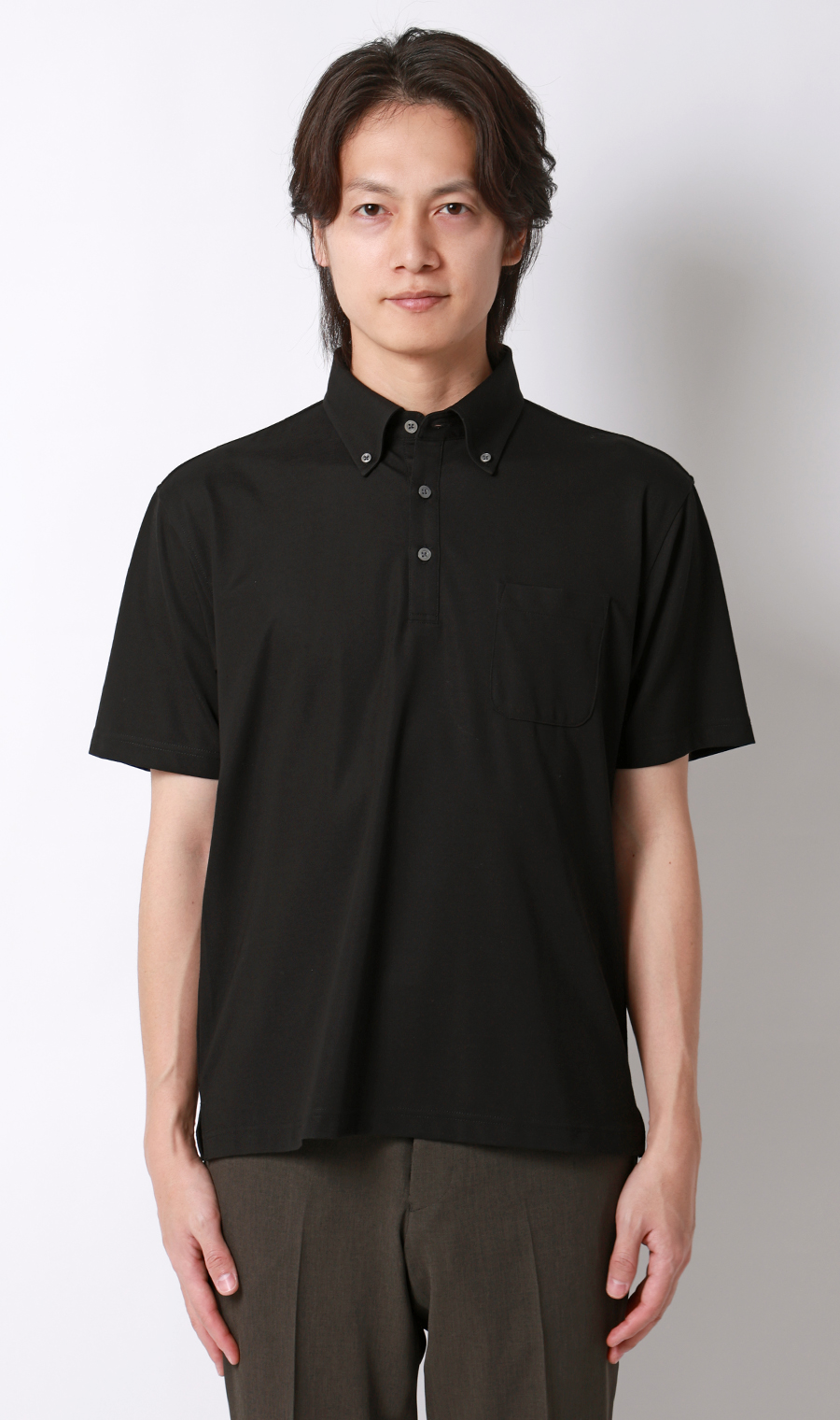 冷たいポロシャツ【ボタンダウン】【#すごポロ】 ブラック S