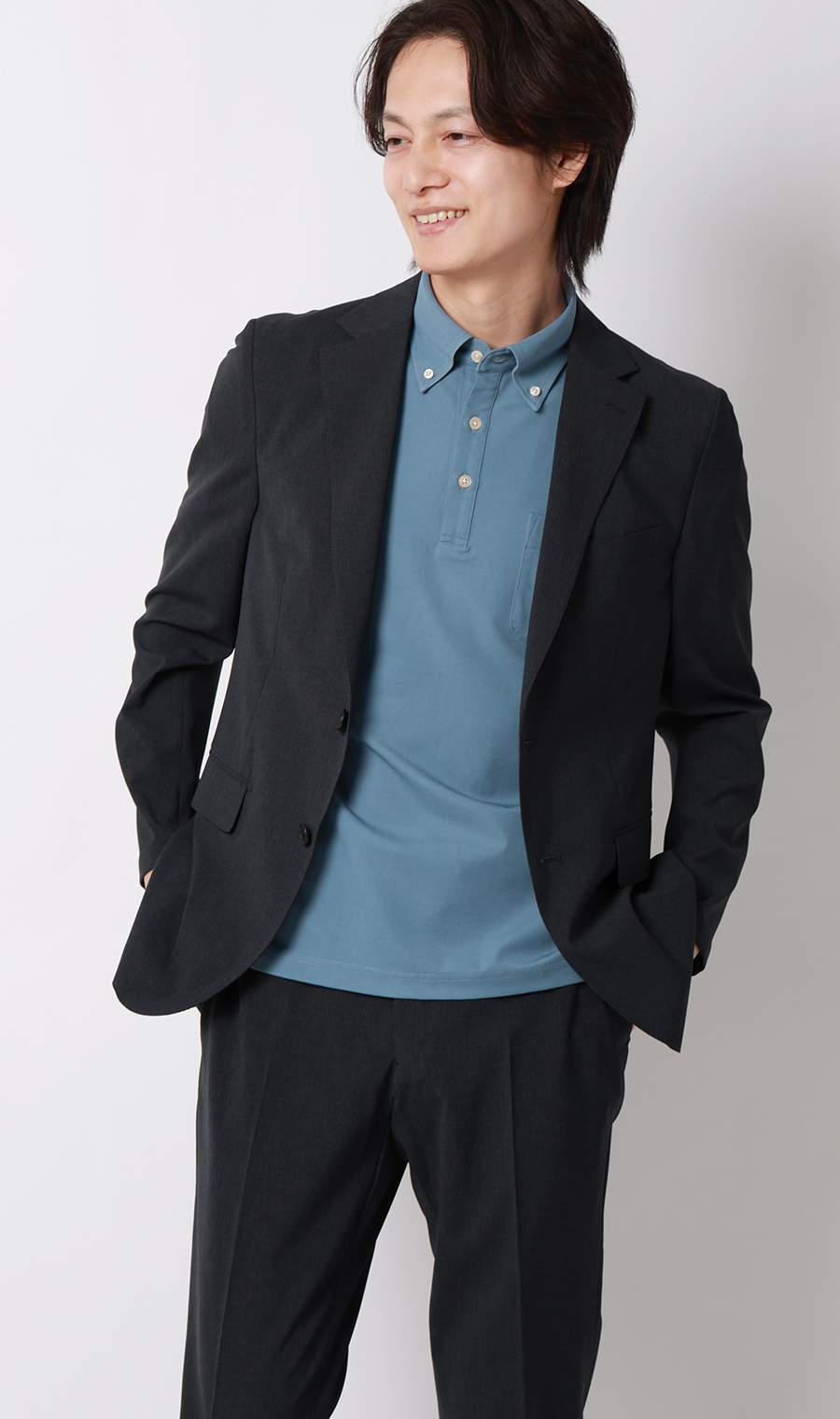 冷たいポロシャツ【ボタンダウン】【＃すごポロ】 サックス S