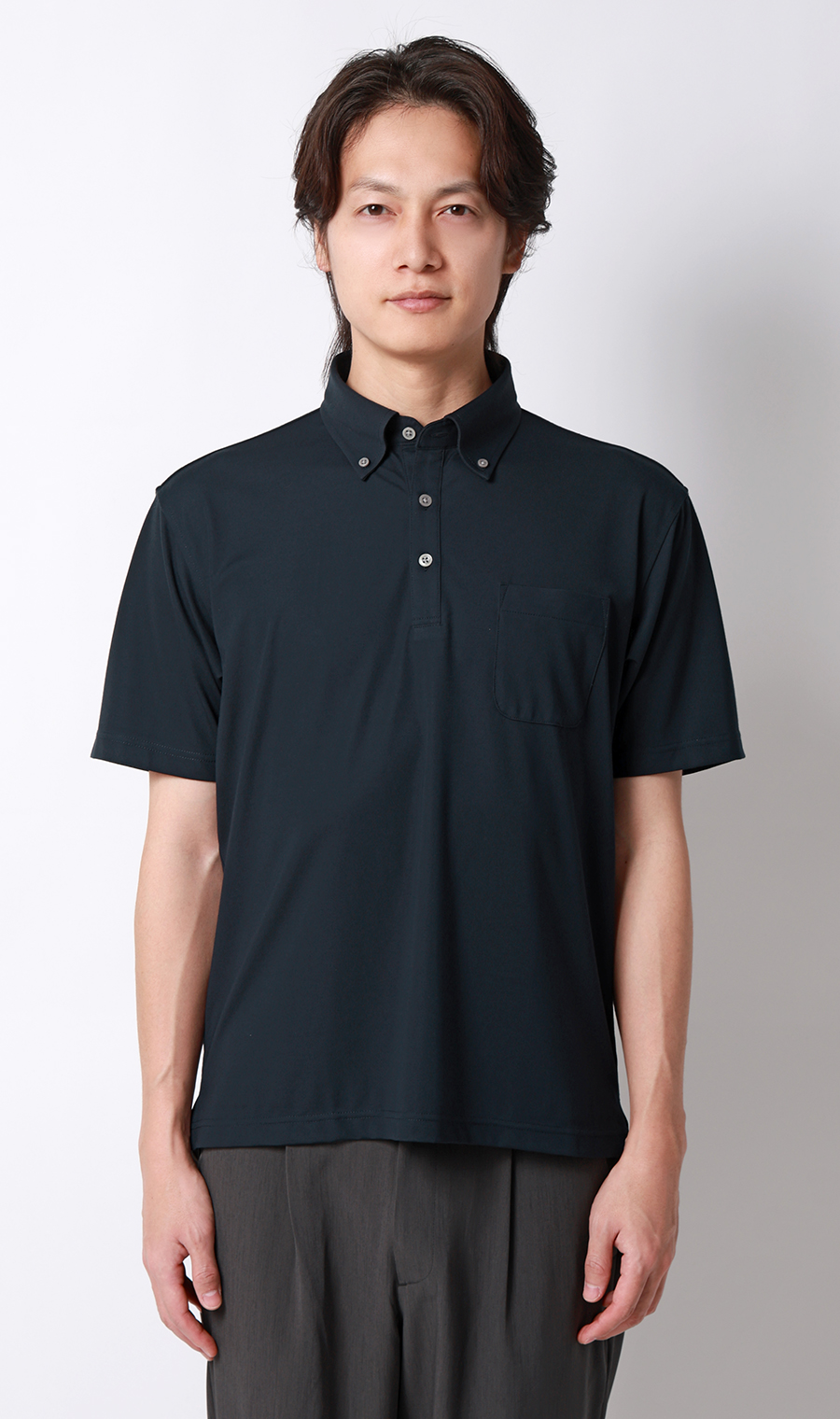 冷たいポロシャツ【ボタンダウン】【＃すごポロ】 ネイビー S