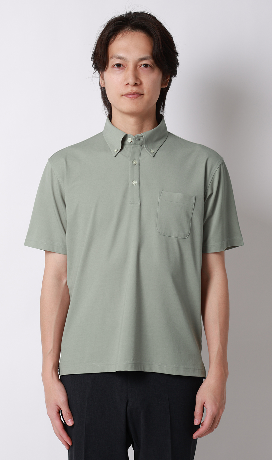 冷たいポロシャツ【ボタンダウン】【＃すごポロ】 グレー S