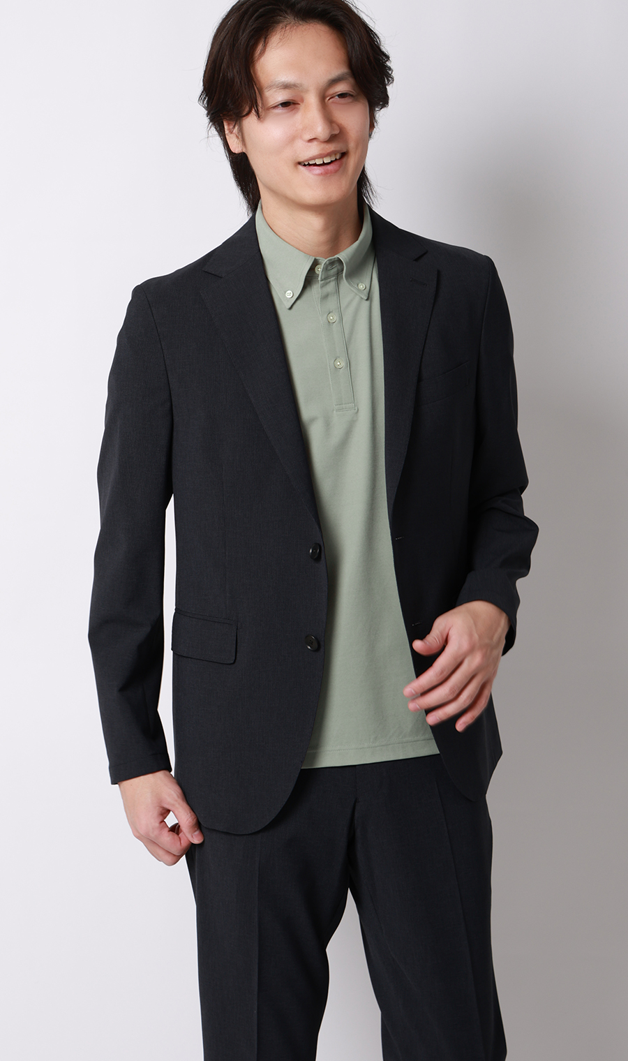 冷たいポロシャツ【ボタンダウン】【＃すごポロ】 グレー S