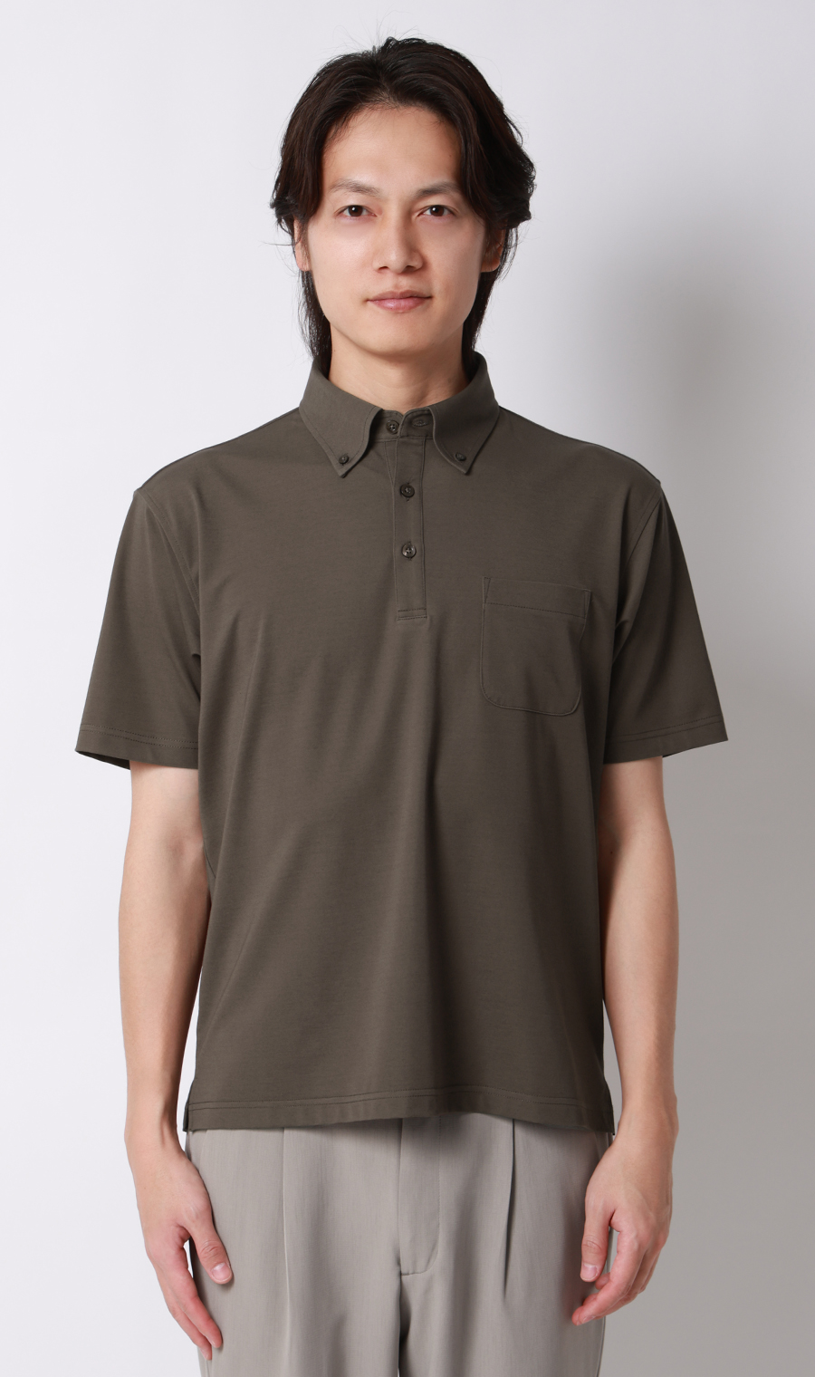 冷たいポロシャツ【ボタンダウン】【＃すごポロ】 ブラウン S