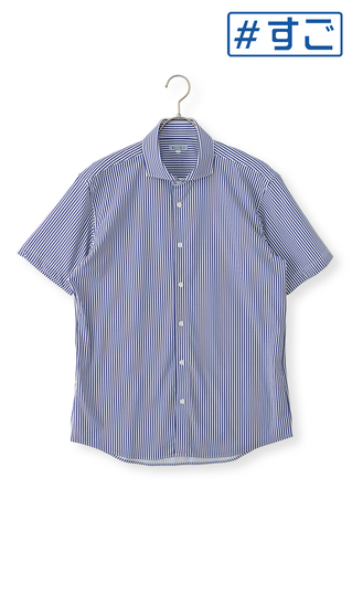 冷たいストライププリントシャツ【涼】【半袖】【＃すご】