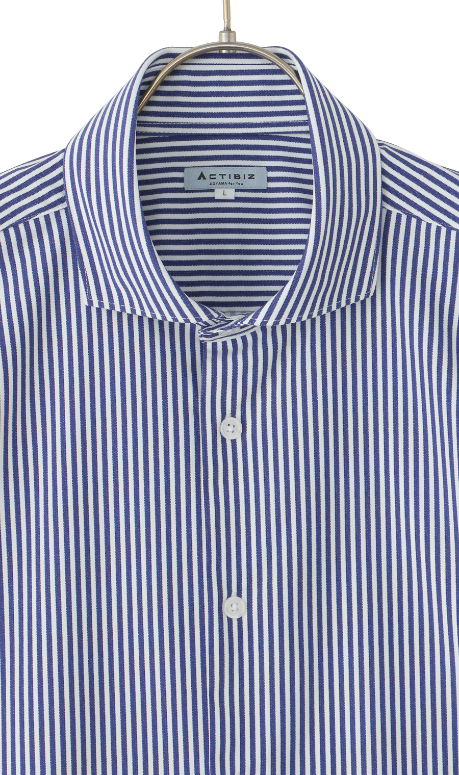 冷たいストライププリントシャツ【涼】【半袖】【＃すご】 ブルー S