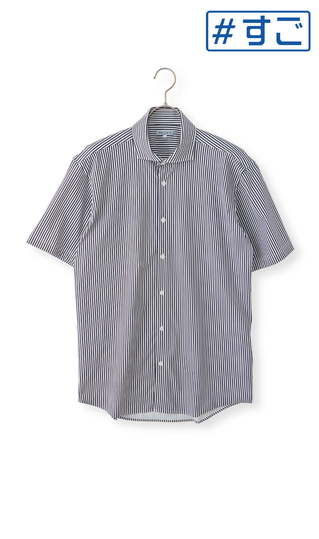 冷たいストライププリントシャツ【涼】【半袖】【＃すご】