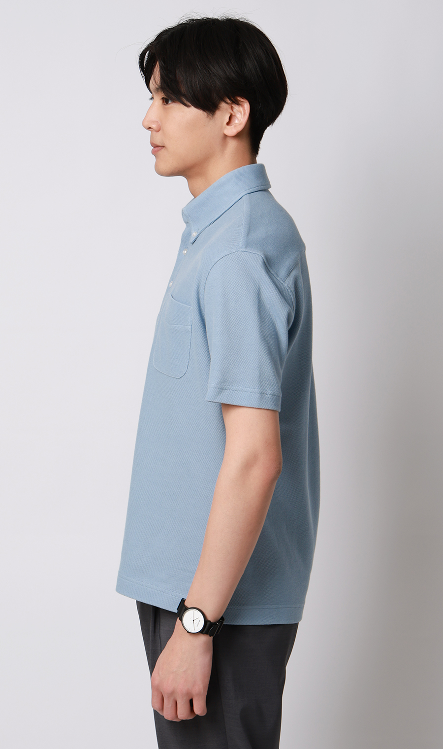 冷たいポロシャツ【ボタンダウン】【＃すごポロ】 サックス M