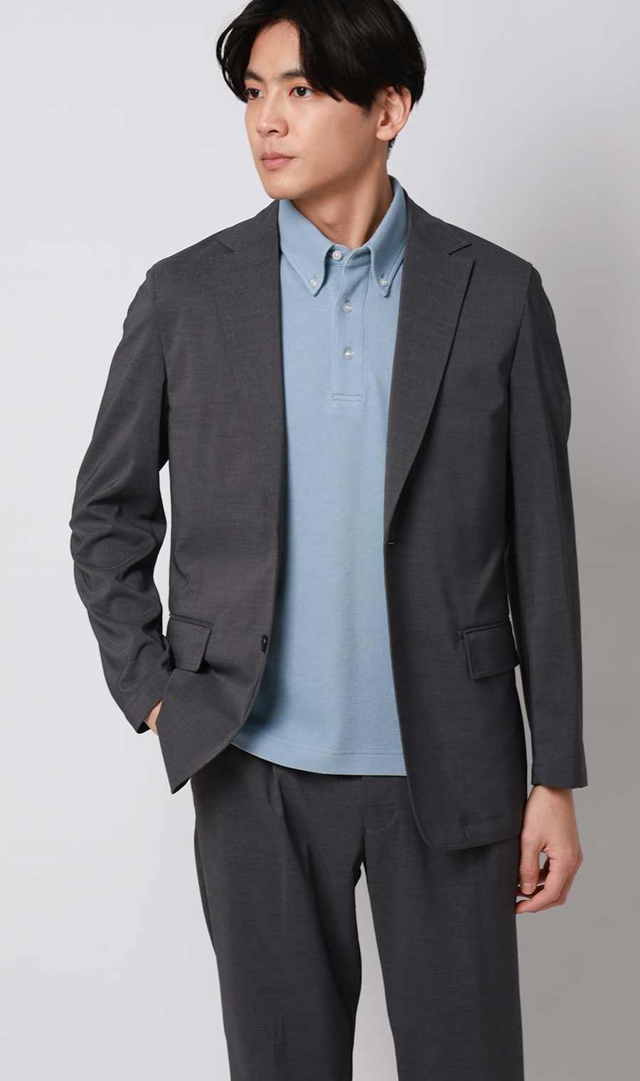 冷たいポロシャツ【ボタンダウン】【＃すごポロ】 サックス M