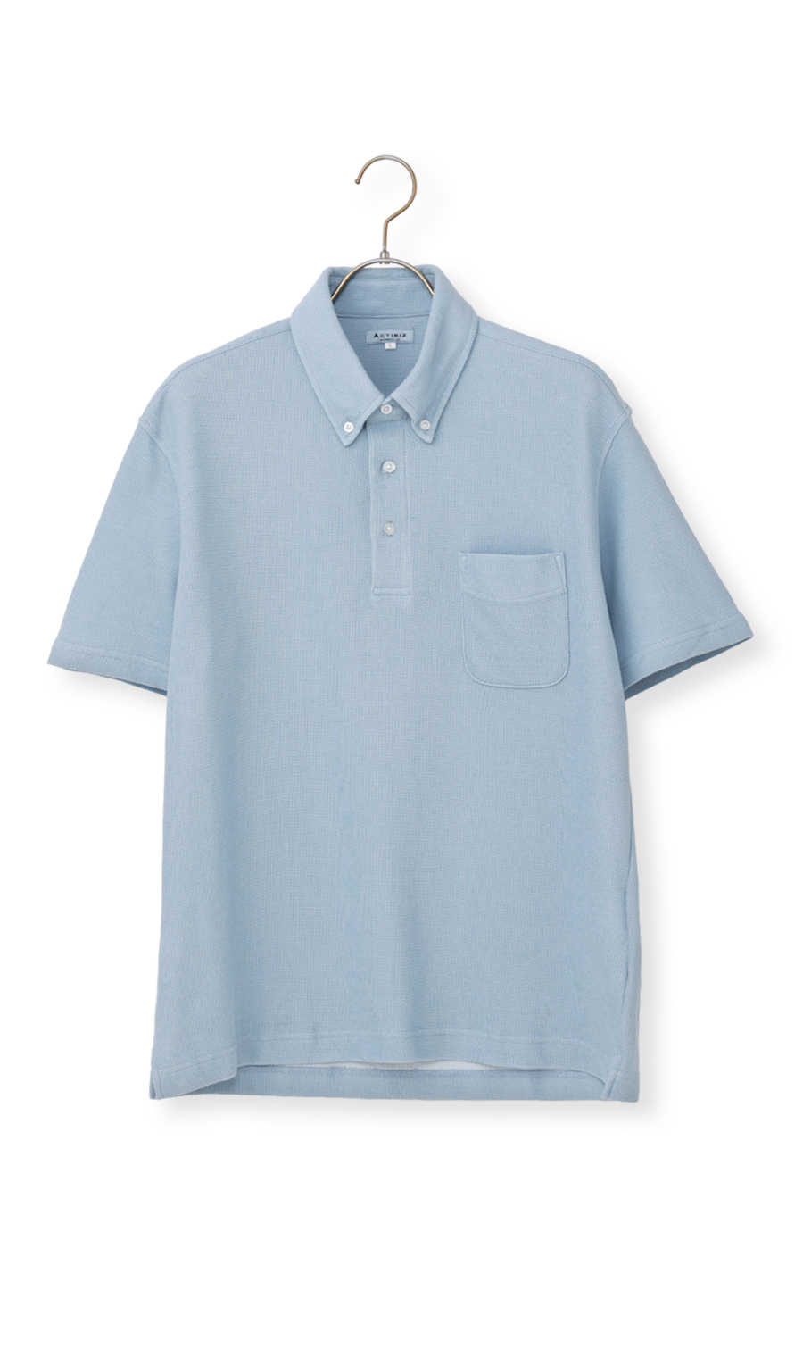 冷たいポロシャツ【ボタンダウン】【＃すごポロ】【涼】 サックス M