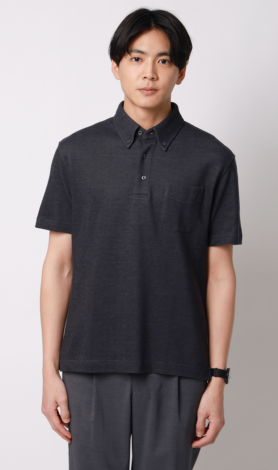 冷たいポロシャツ【ボタンダウン】【＃すごポロ】 ネイビー M