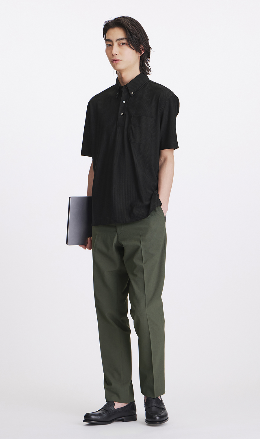 冷たいポロシャツ【＃すごポロ】【涼】 ブラック M