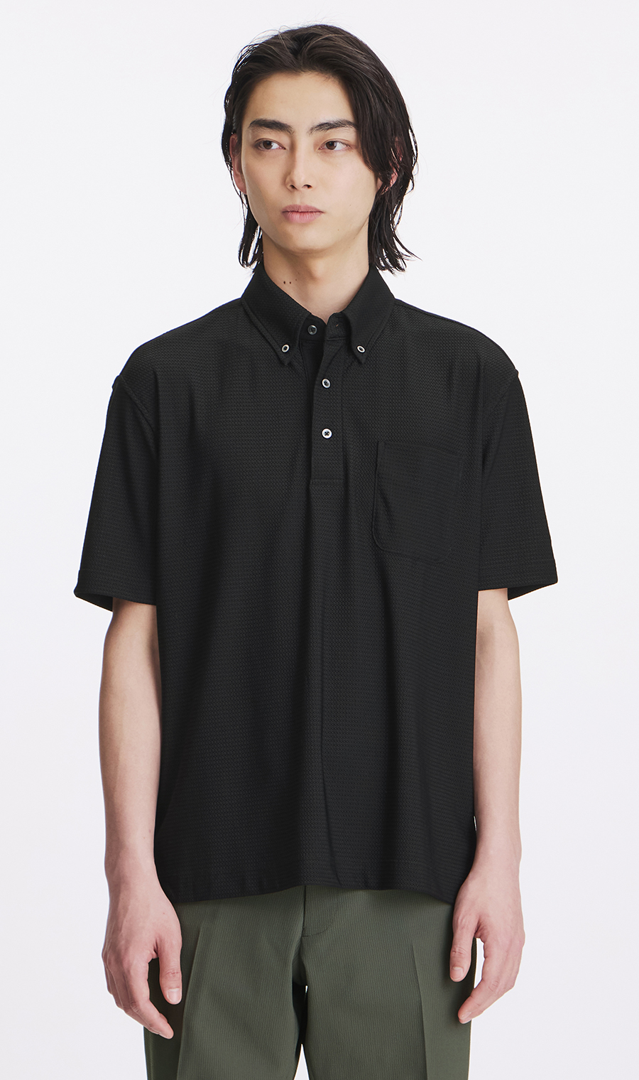 冷たいポロシャツ【＃すごポロ】【涼】 ブラック M