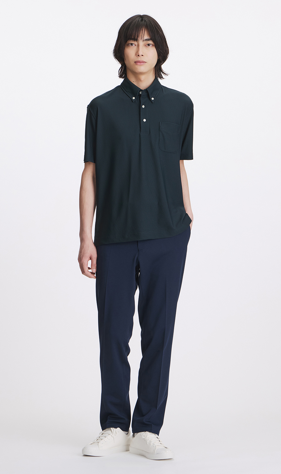 冷たいポロシャツ【＃すごポロ】【涼】 ネイビー M