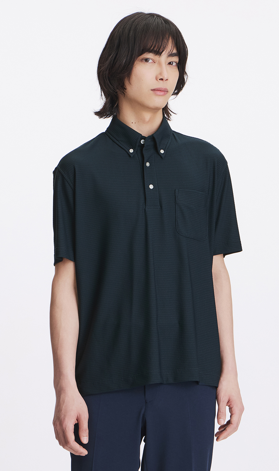 冷たいポロシャツ【＃すごポロ】【涼】 ネイビー M