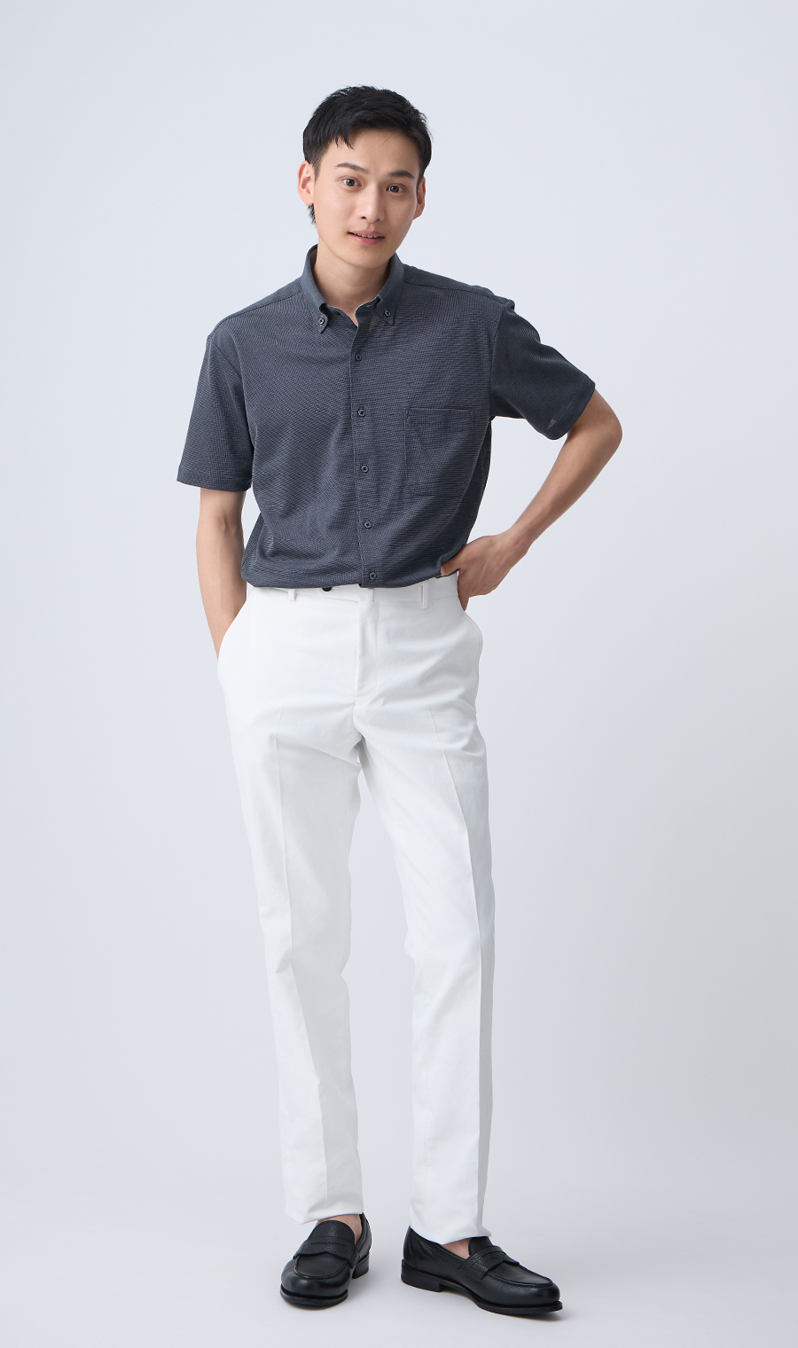 サラッとポロシャツ【涼】【ボタンダウン】【ALTIMA】【#すごポロ】 ネイビー M