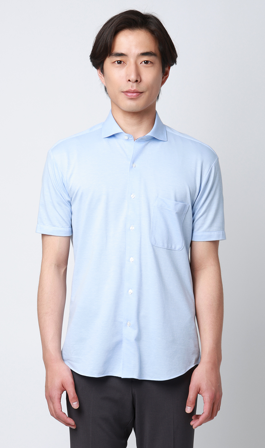 サラッとポロシャツ【涼】【ワイドカラー】【ALTIMA】【＃すごポロ】 サックス M