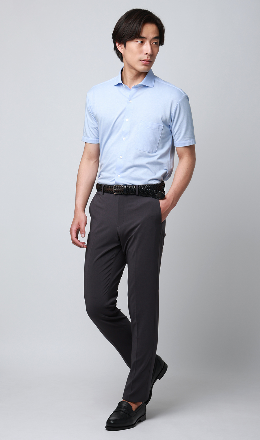 サラッとポロシャツ【涼】【ワイドカラー】【ALTIMA】【＃すごポロ】 サックス M