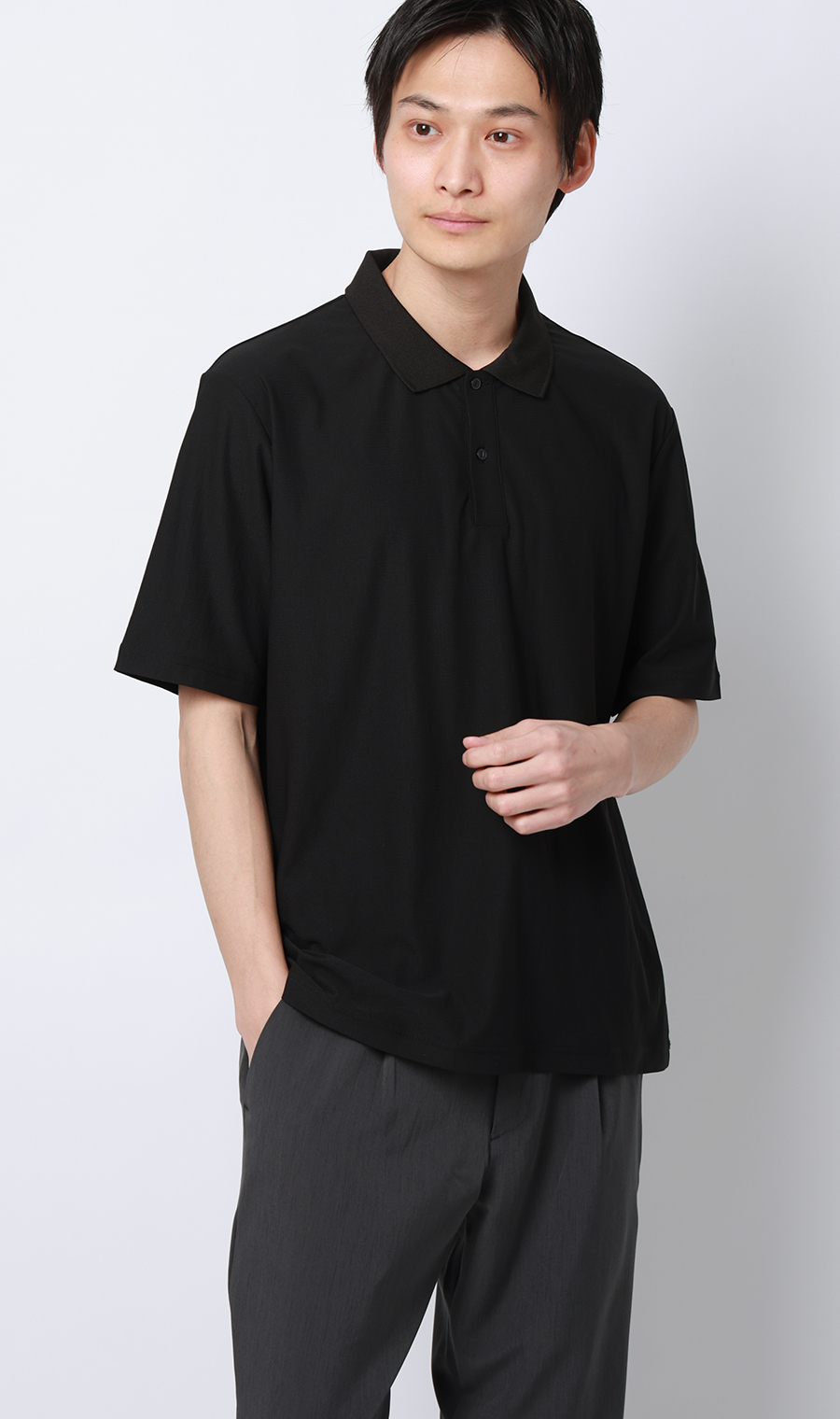 ドットメッシュポロシャツ ブラック M