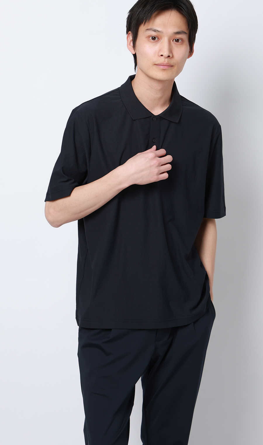 ドットメッシュポロシャツ ネイビー M