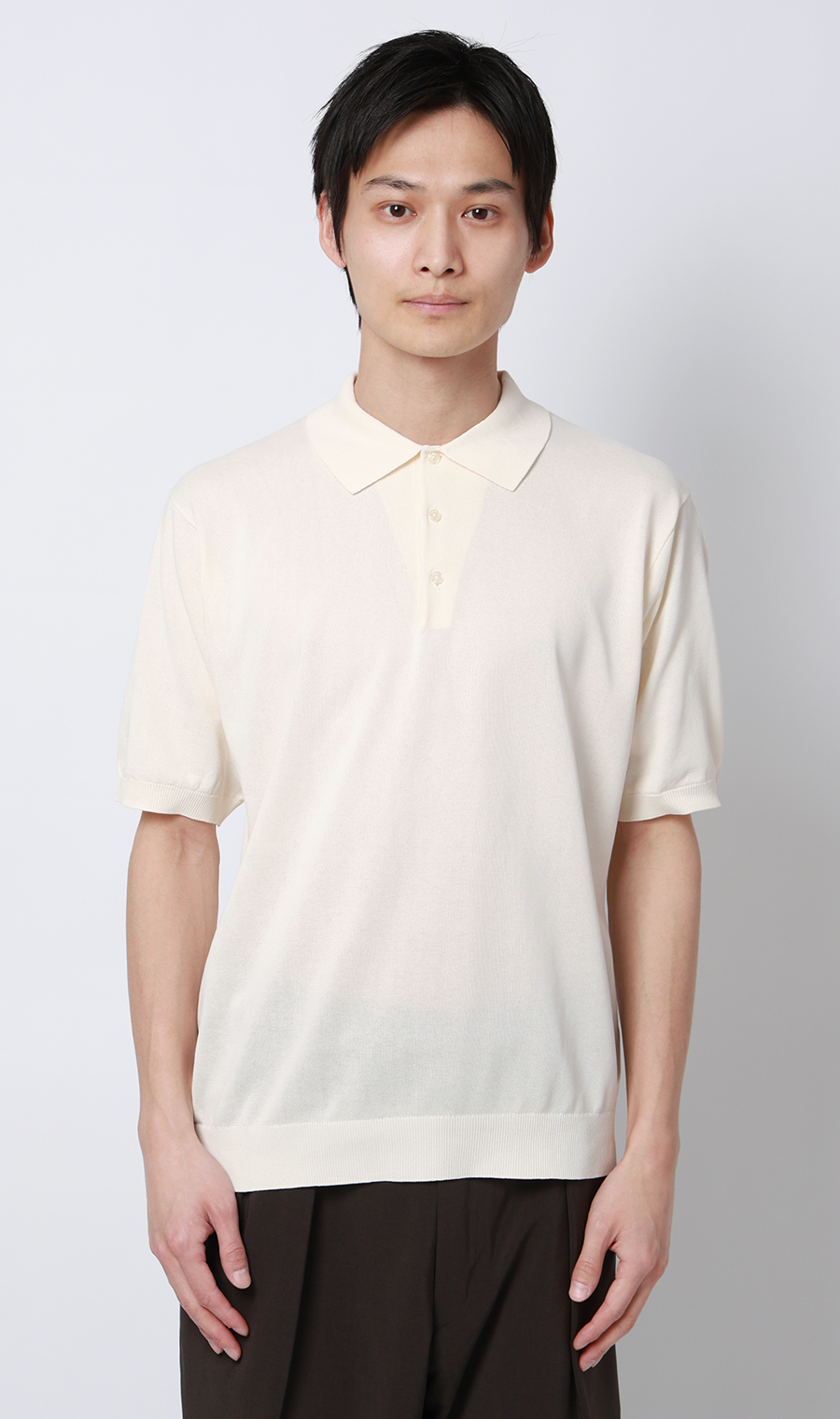 メランジニットポロ オフホワイト S