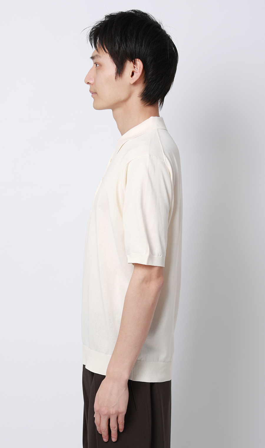 メランジニットポロ オフホワイト S