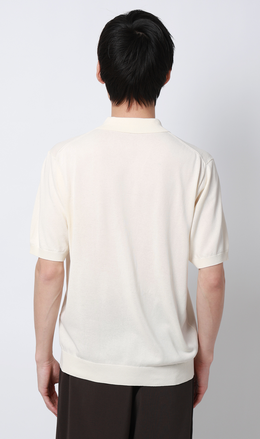 メランジニットポロ オフホワイト S