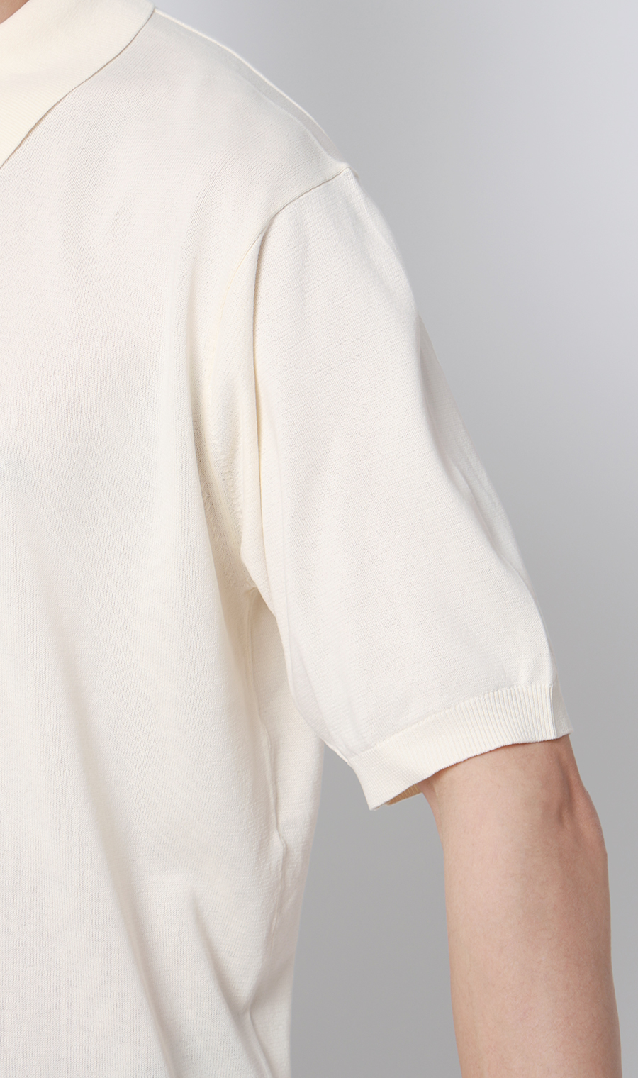 メランジニットポロ オフホワイト S