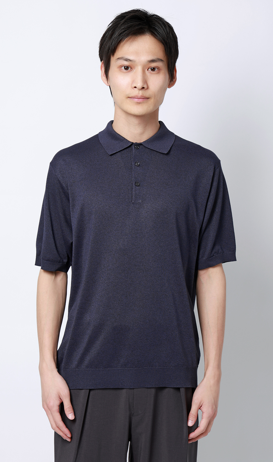 メランジニットポロ ネイビー S