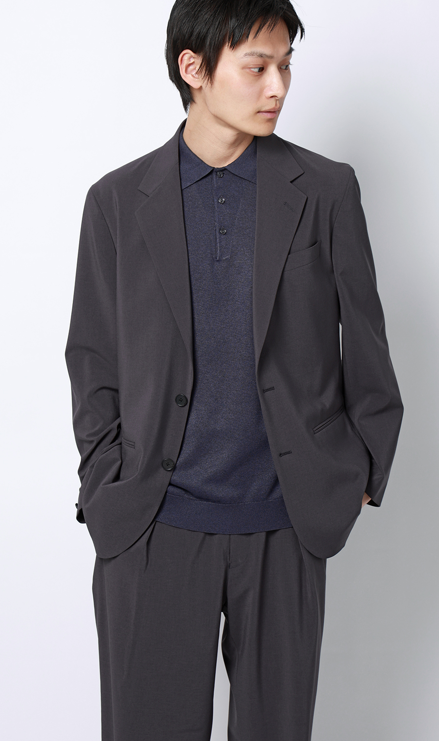 メランジニットポロ ネイビー S