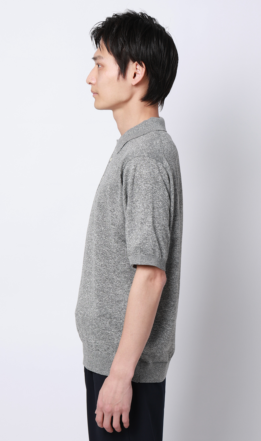 メランジニットポロ グレー S