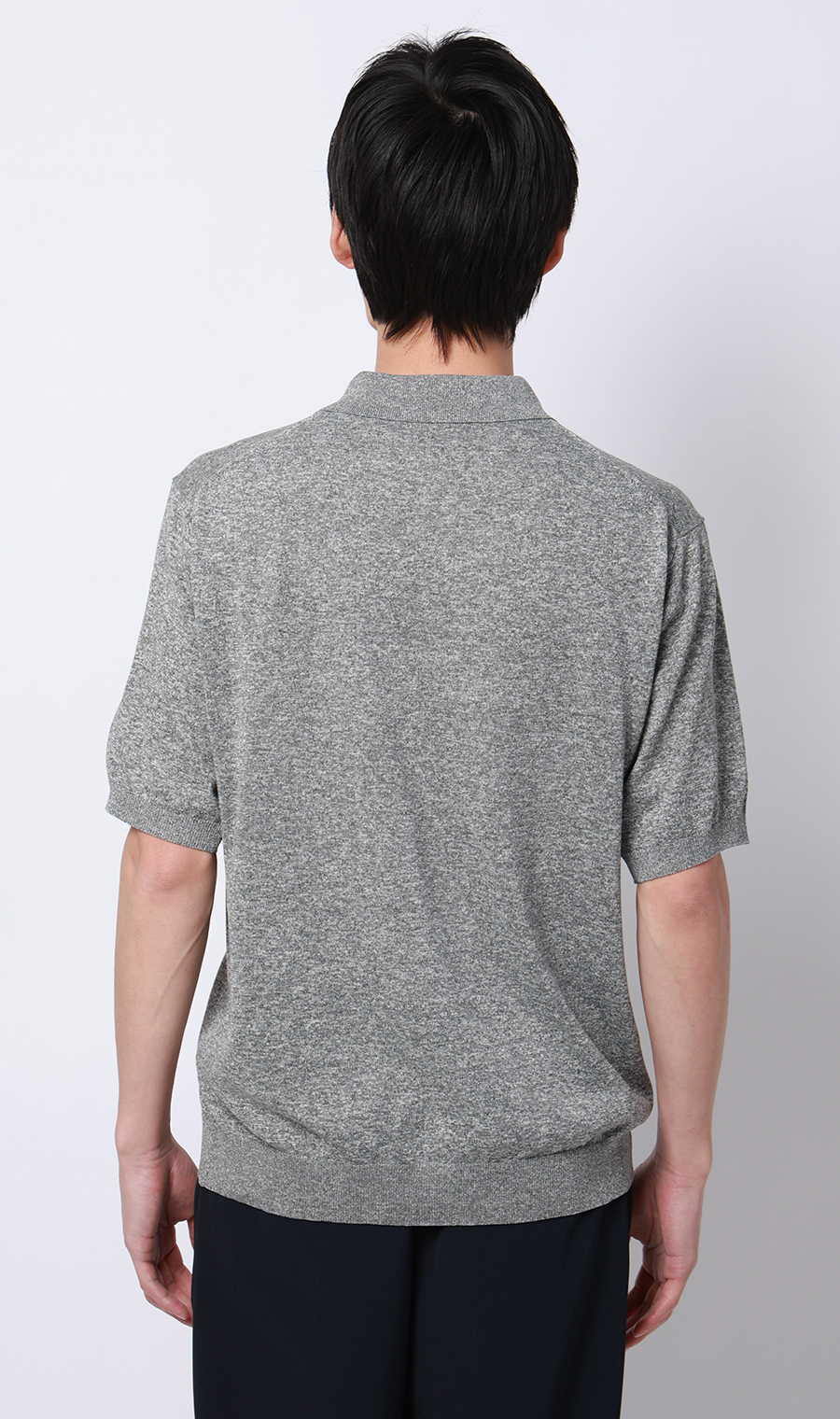 メランジニットポロ グレー S