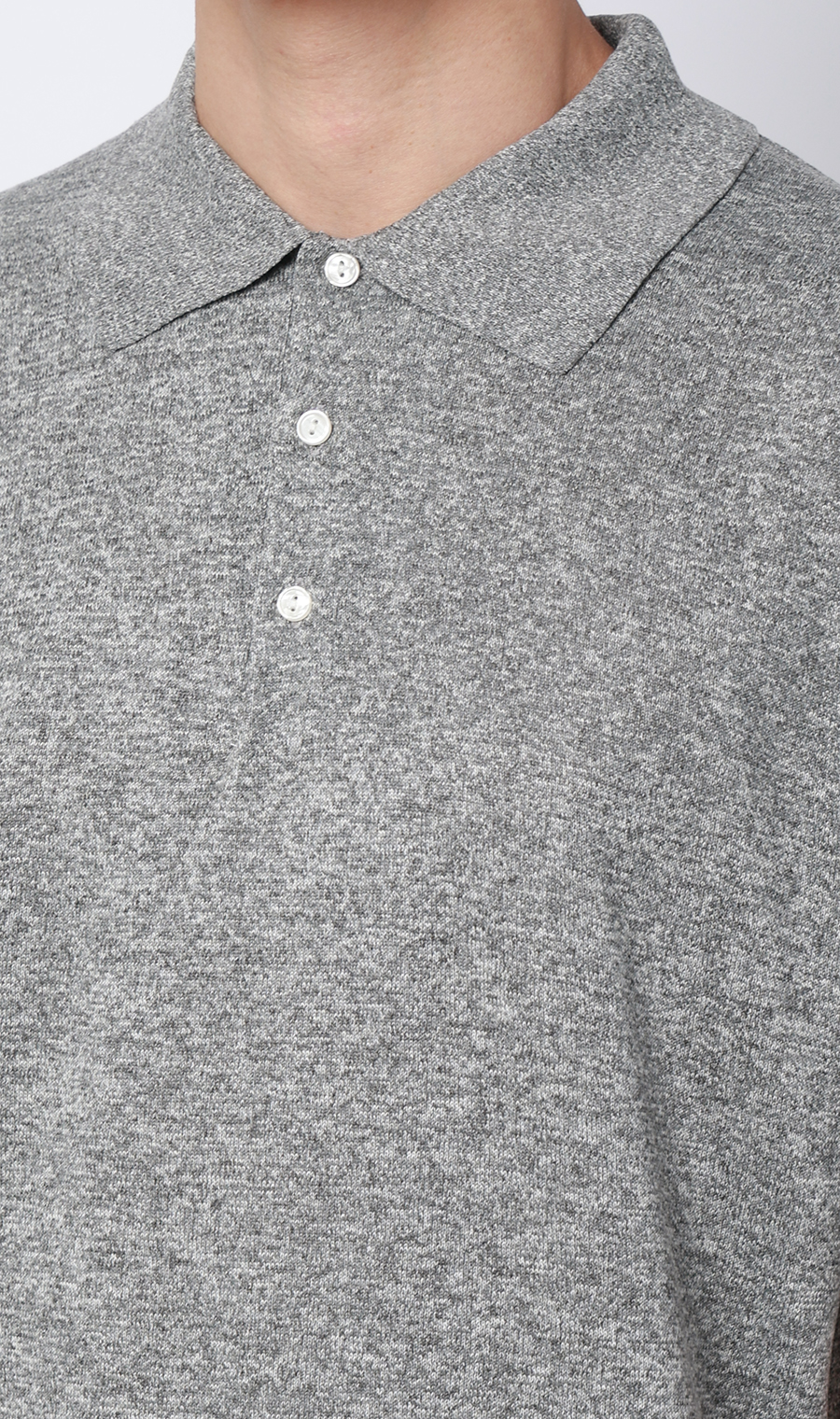 メランジニットポロ グレー S