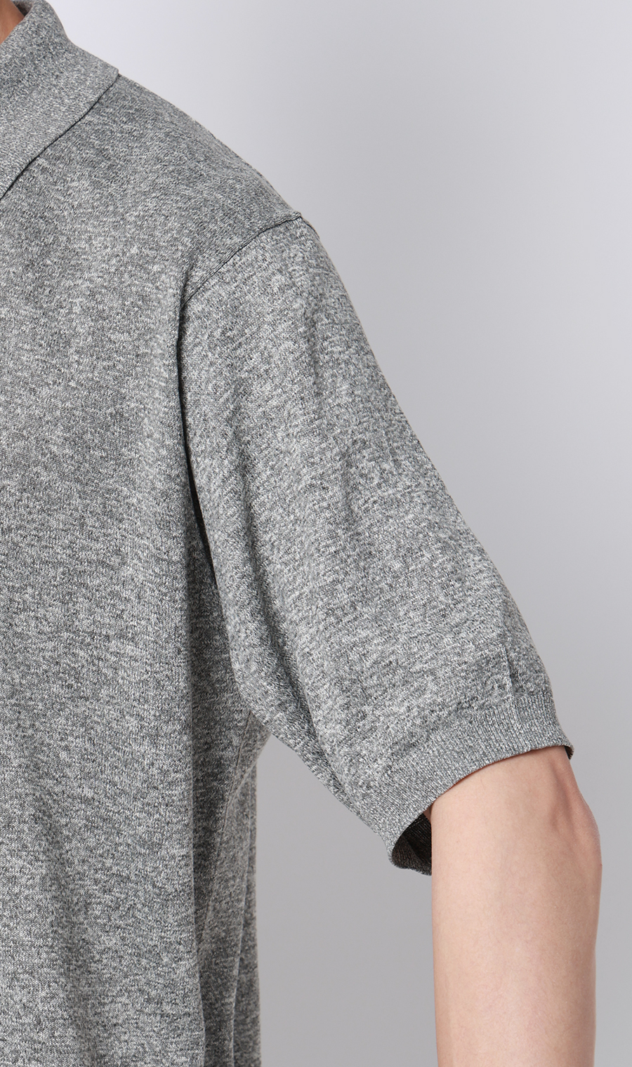 メランジニットポロ グレー S