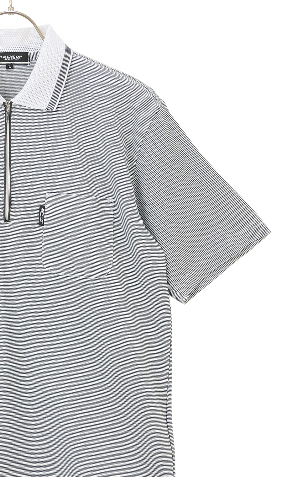 メッシュ襟ハーフジップポロシャツ【日本製】 ホワイト M