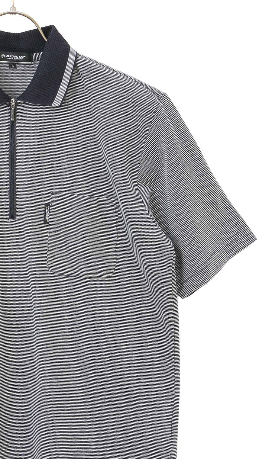 メッシュ襟ハーフジップポロシャツ【日本製】 ネイビー M