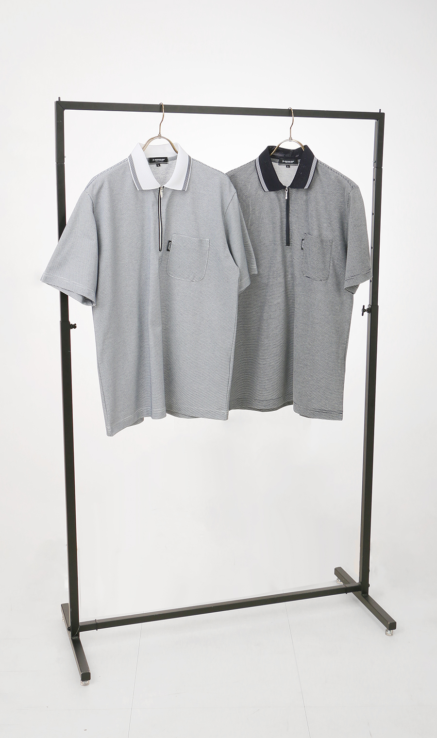 メッシュ襟ハーフジップポロシャツ【日本製】 ネイビー M