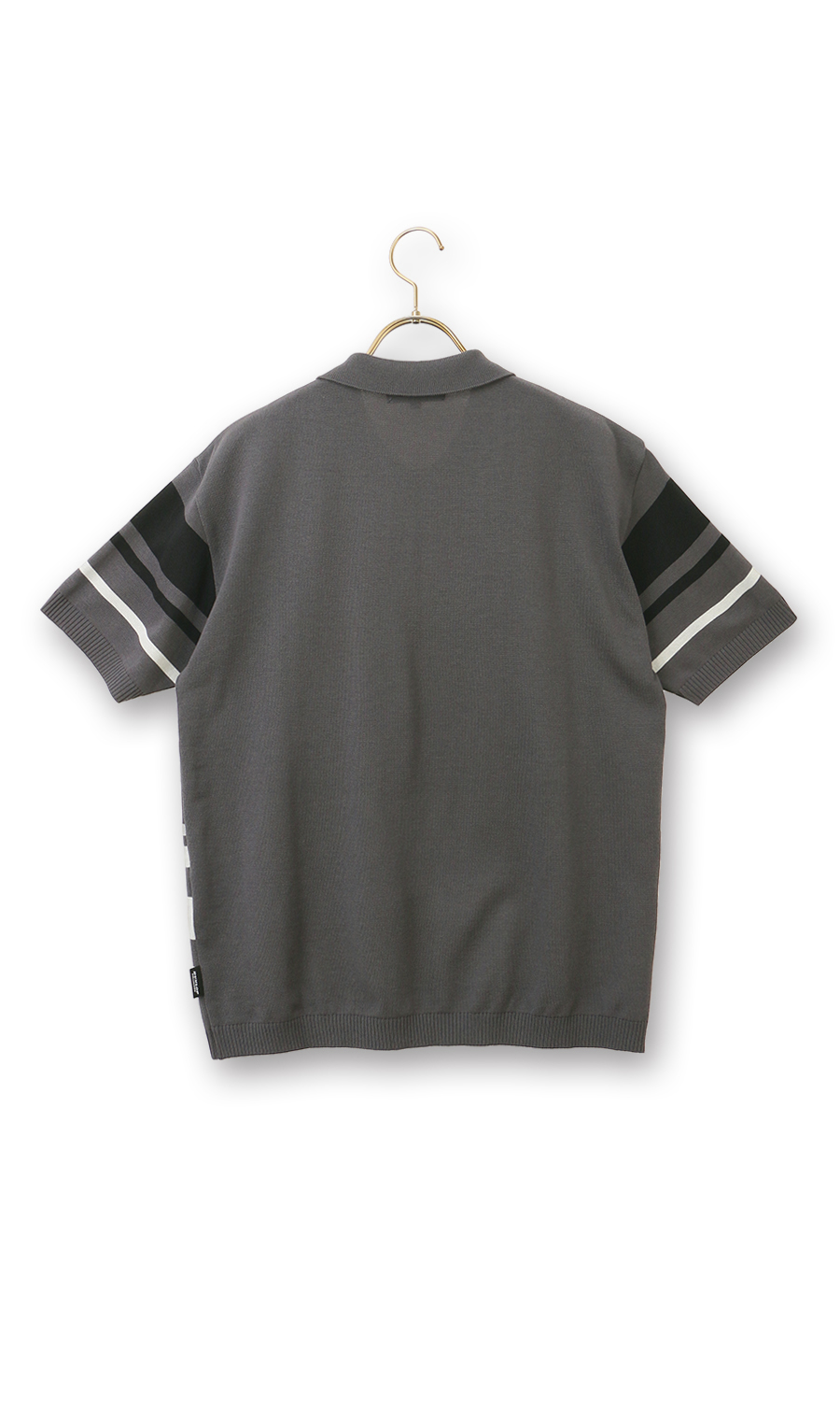 ボーダーニットポロシャツ【日本製】 グレー M