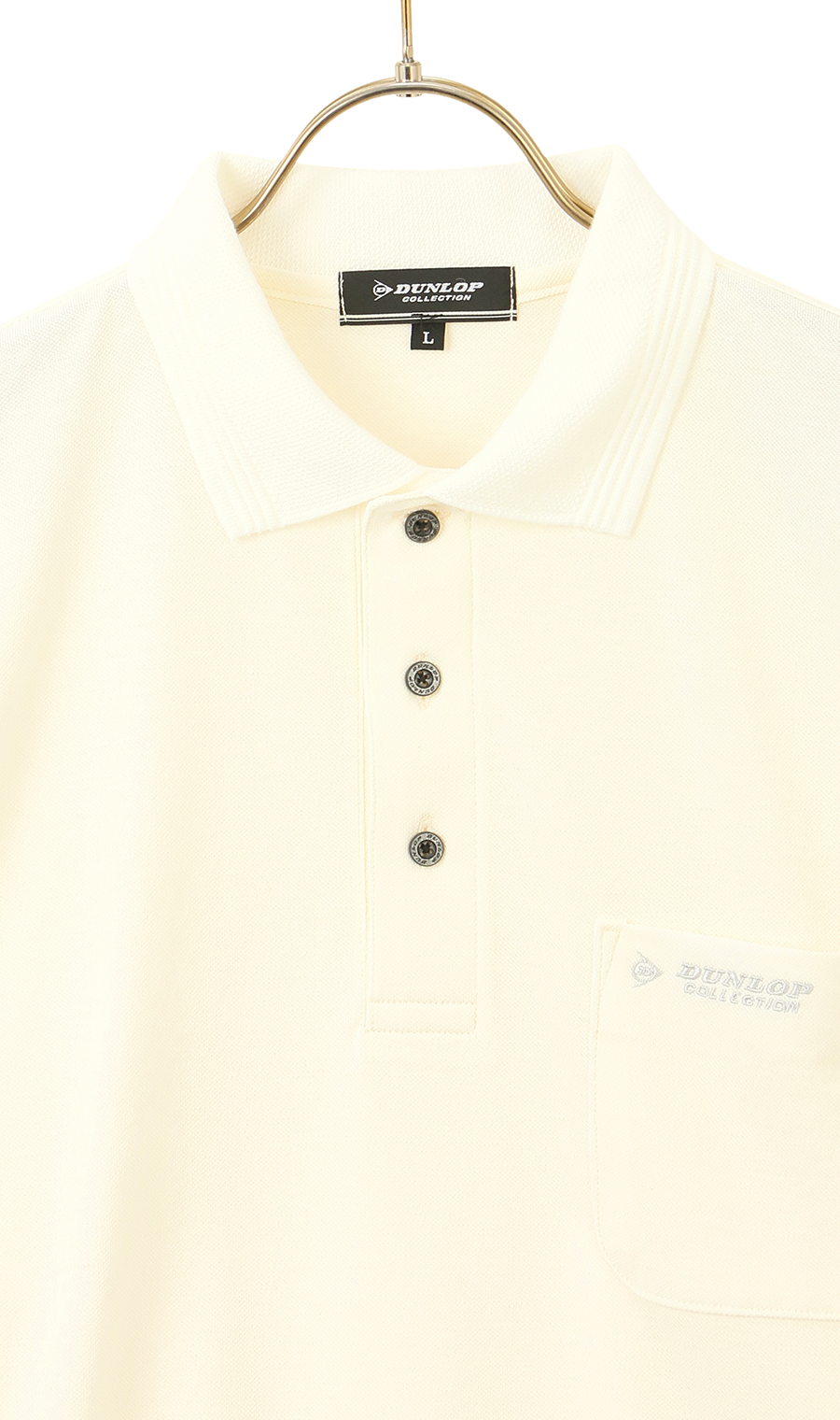 鹿の子リブ襟ポロシャツ【日本製】 オフ L