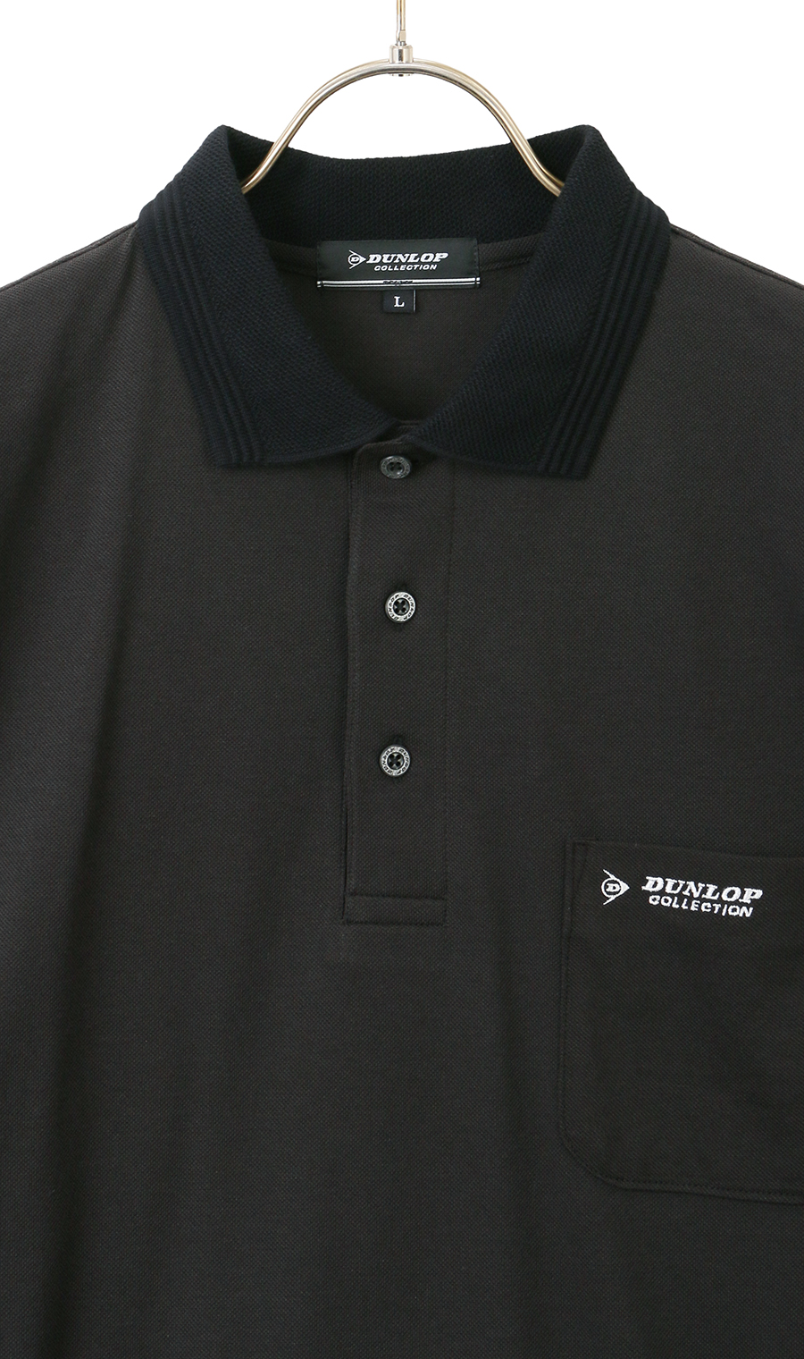 鹿の子リブ襟ポロシャツ【日本製】 ブラック 3L