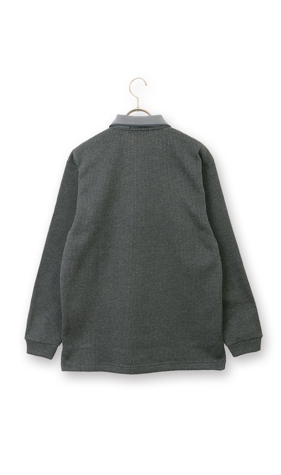 針抜きインレイ裏起毛ポロシャツ チャコール L