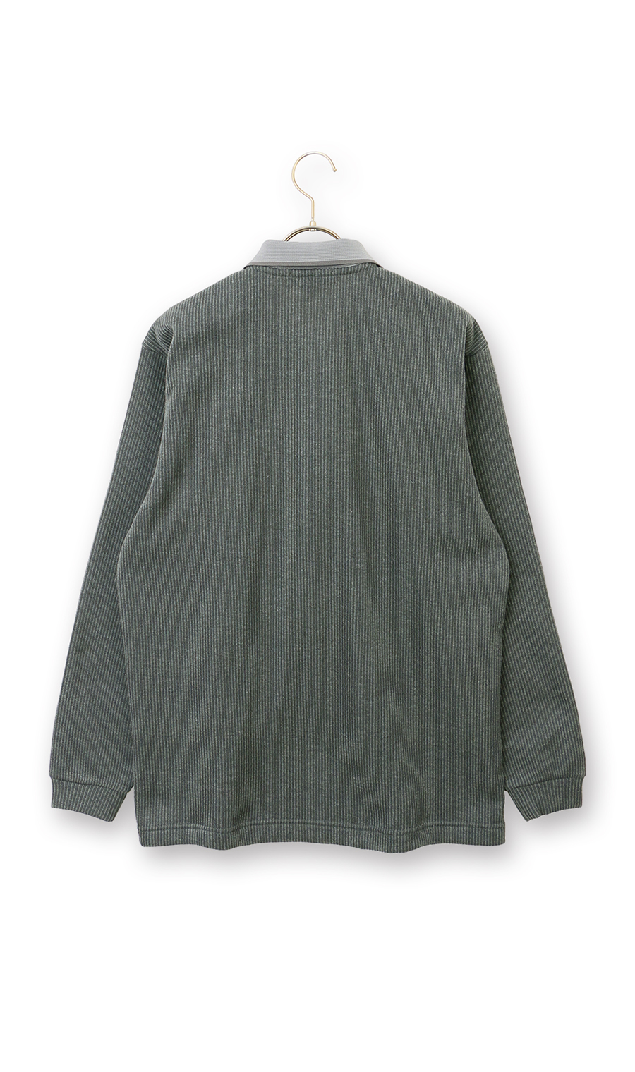 針抜きインレイ裏起毛ポロシャツ グリーン M