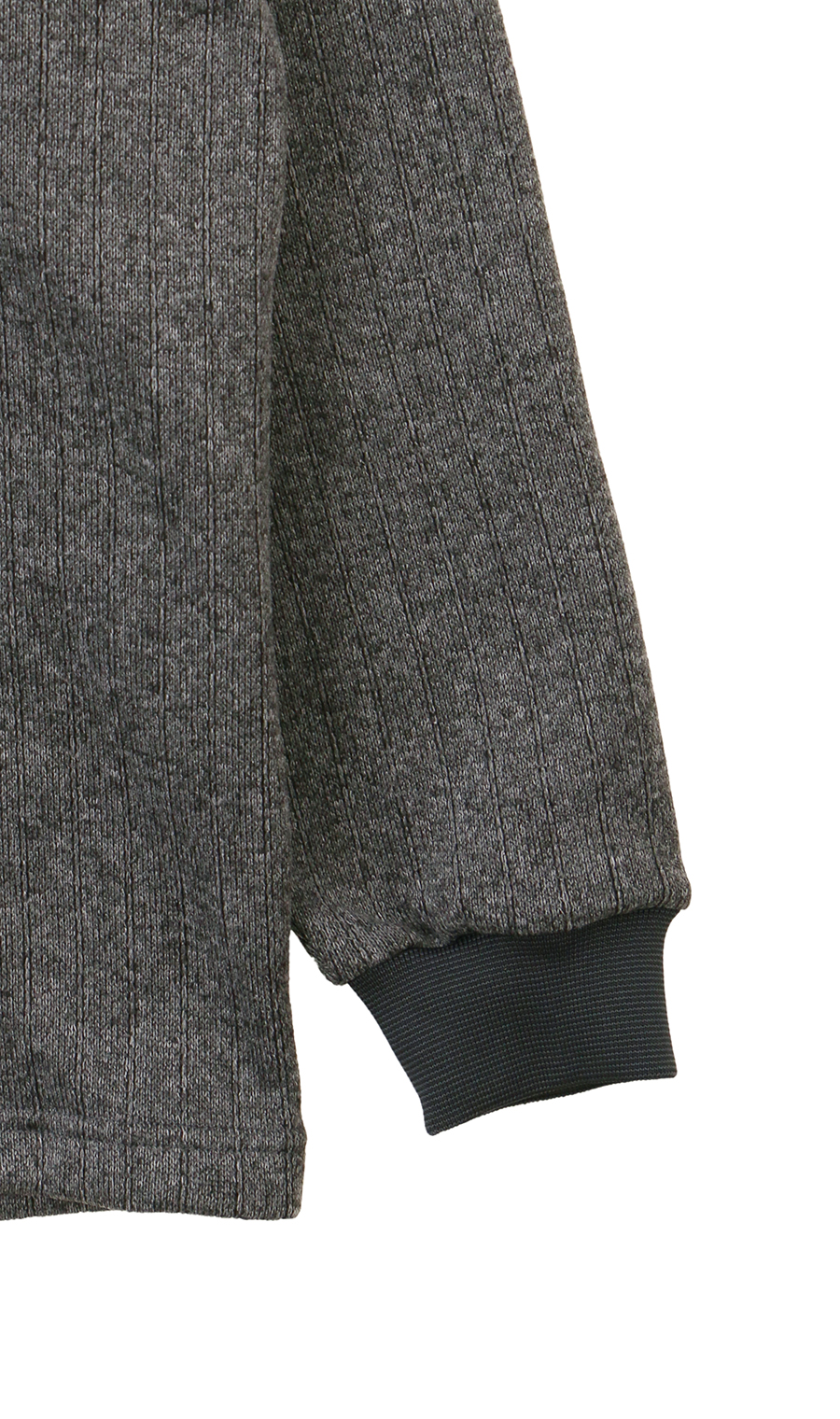 ジャガードストライプ裏起毛ポロシャツ【日本製】 チャコール 3L